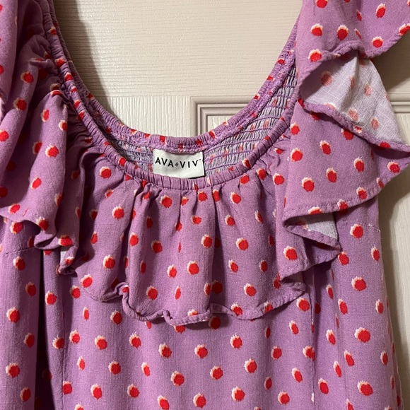 Ava and Viv Midi Dress Rayon Colorful Size X Mauve Pink with Reddish Orange - Picture 2 of 5